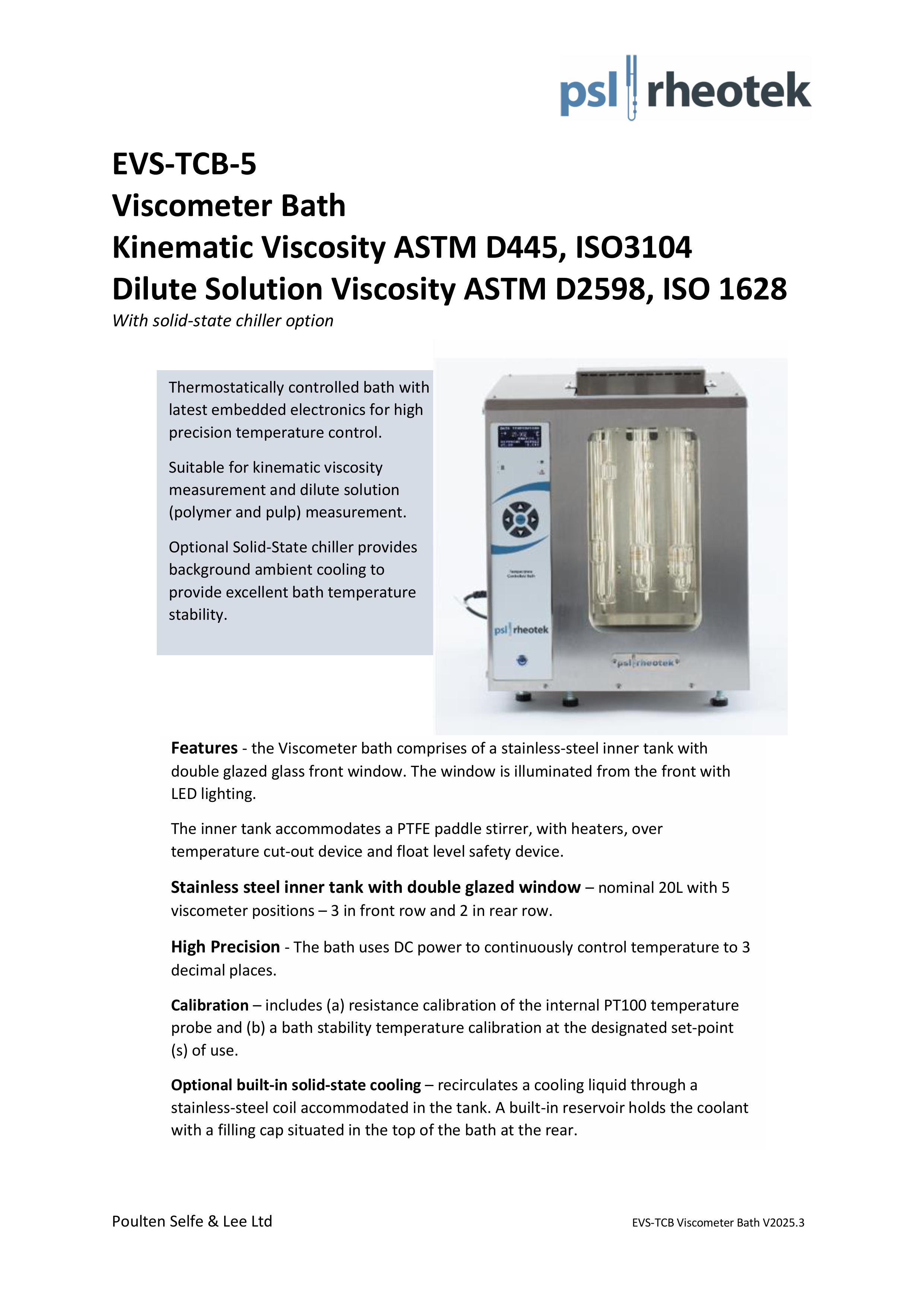 EVS-TCB-5 Viscometer bath - ASTM D445 (2025.03)